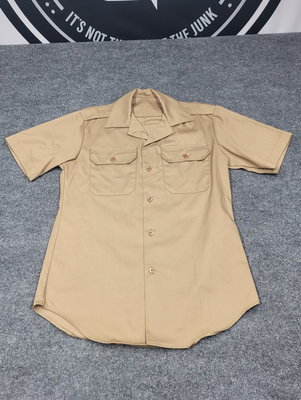 Vintage 70’s US Army Khaki Tan No Ptches Dress Shirt Size S
